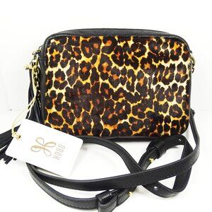 HOBO INTERNATIONAL Renny Leopard Haircalf & Black Leather Crossbody Bag